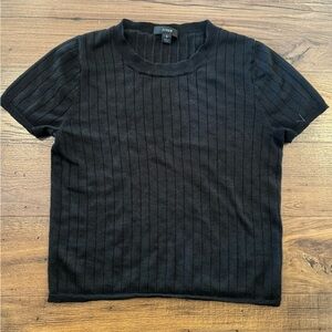 J. Crew Black Ribbed Knit Tee